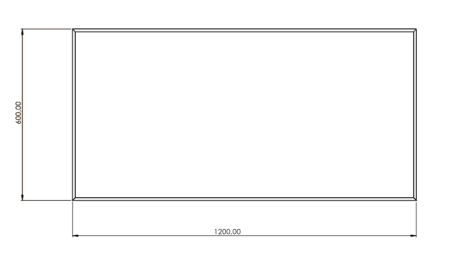 STRØM sofabord set oppefra – 1200×600 mm massivt eg med mørk epoxy flod og geometriske stålben