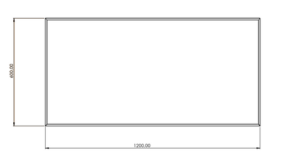 STRØM sofabord set oppefra – 1200×600 mm massivt eg med mørk epoxy flod og geometriske stålben